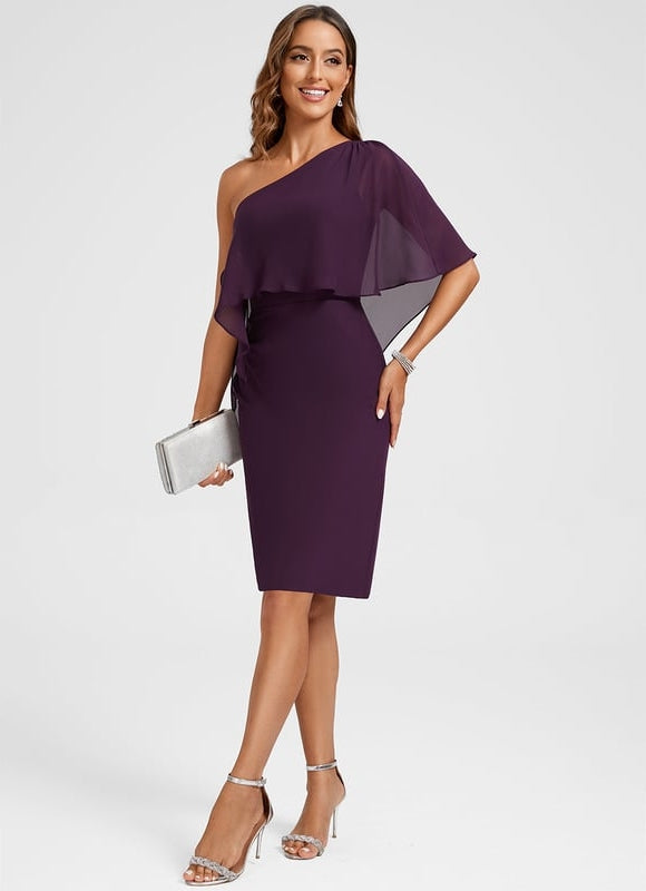 Robe Moulante Asymétrique Plumée - gallery 2
