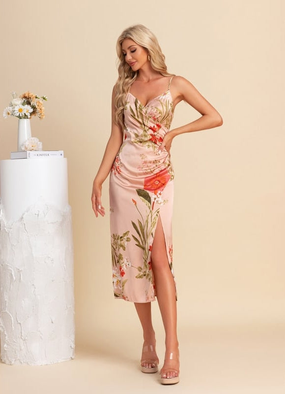 Robe Moulante Satinée Florale - gallery 3