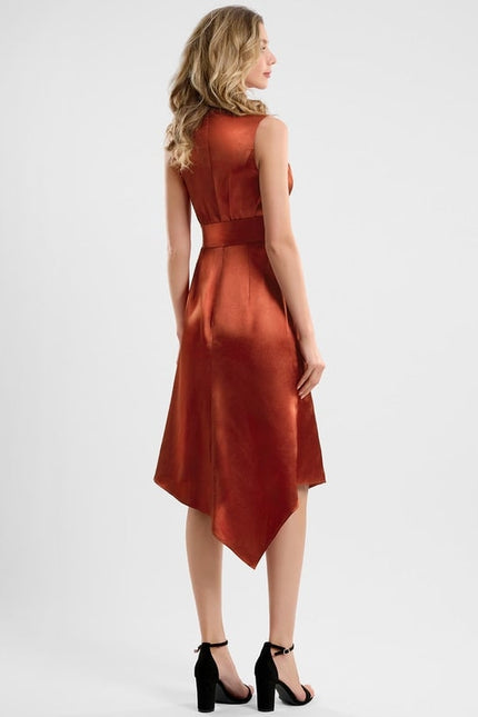 Robe Moulante Satin Rouille - gallery 4
