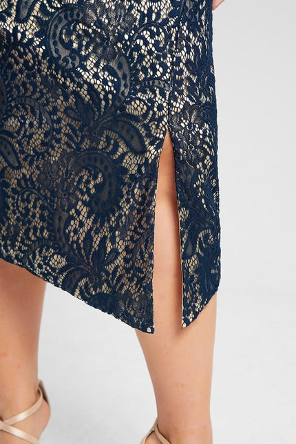 Robe Moulante Dentelle Marine - gallery 9