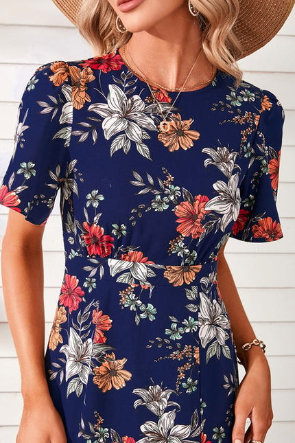 Robe Moulante Florale Navy - gallery 1