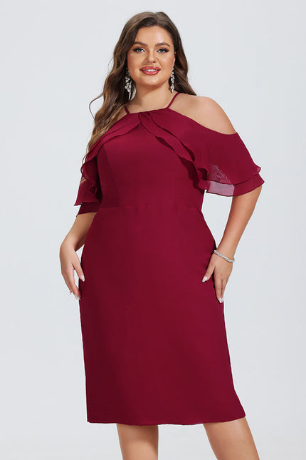 Robe Moulante Bordeaux À Épaules Dénudées - gallery 4