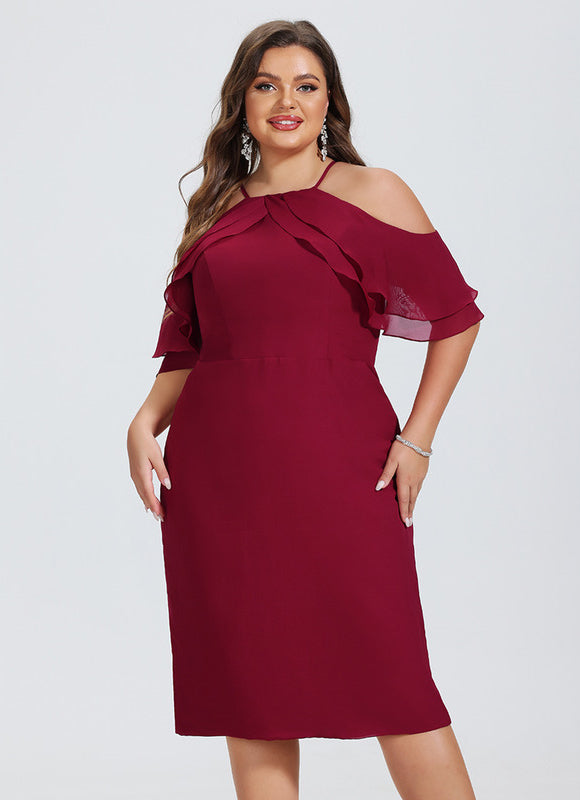Robe Moulante Bordeaux À Épaules Dénudées - gallery 4