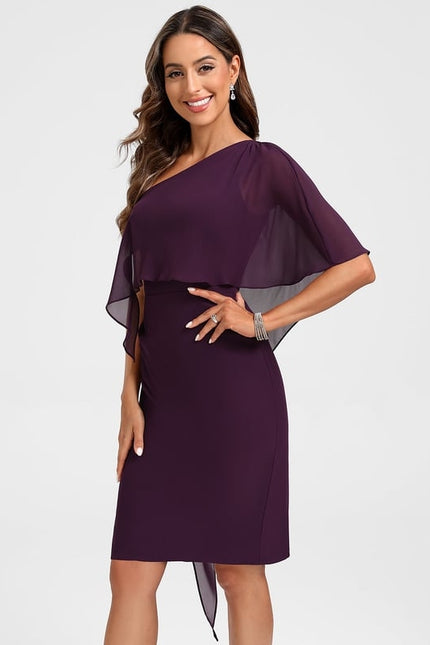 Robe Moulante Asymétrique Plumée - gallery 1