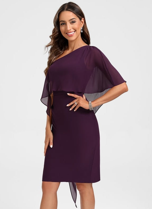 Robe Moulante Asymétrique Plumée - gallery 1