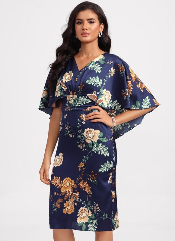 Robe Moulante Satinée Fleurie - gallery 5