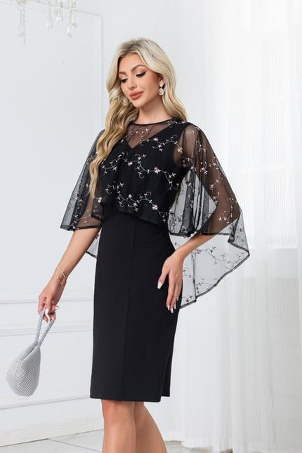 Robe Moulante Midi À Manches Fluides - gallery 3