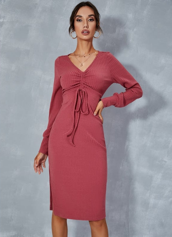 Robe Moulante Côtelée Ajustée - gallery 2