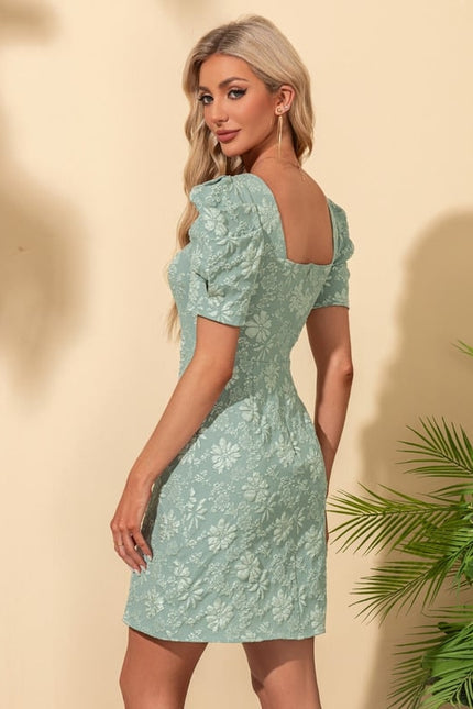 Robe Moulante Florale Verte - gallery 3