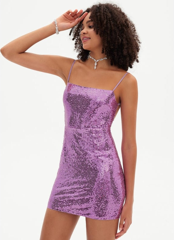 Robe Moulante Pailletée Violette - gallery 6