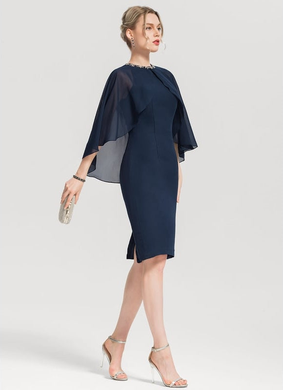 Robe Moulante Soirée Bleu Marine - gallery 5