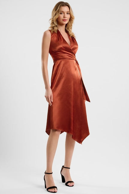 Robe Moulante Satin Rouille - gallery 1