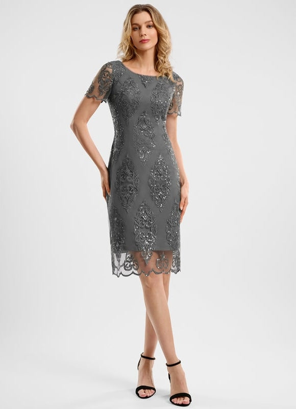 Robe Moulante Élégante Grise - gallery 1
