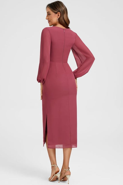 Robe Moulante Mousseline Froncée - gallery 4
