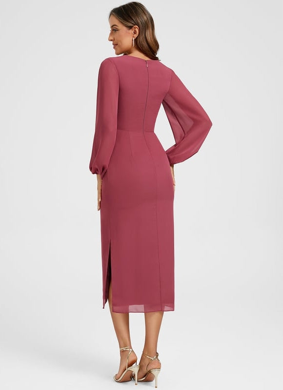 Robe Moulante Mousseline Froncée - gallery 4