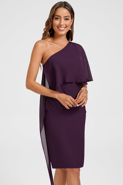 Robe Moulante Asymétrique Plumée - gallery 3
