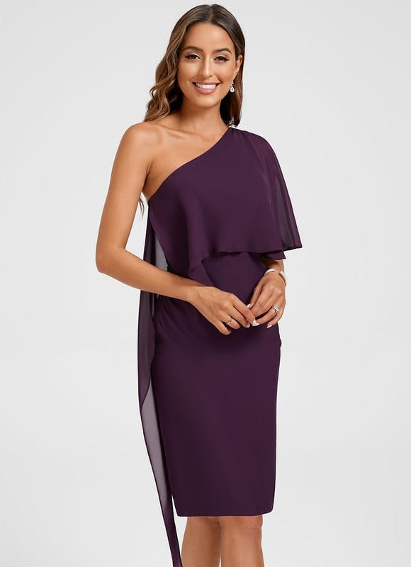 Robe Moulante Asymétrique Plumée - gallery 3