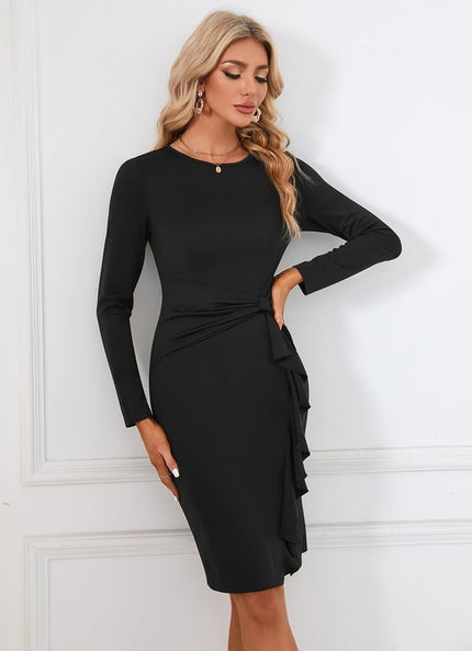 Robe Moulante Noire Drapée