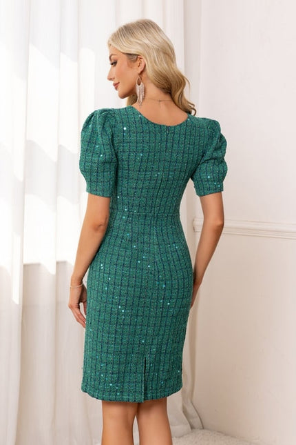 Robe Moulante Texturée Émeraude - gallery 1