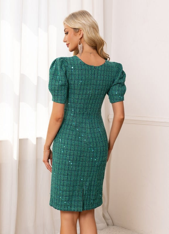 Robe Moulante Texturée Émeraude - gallery 1