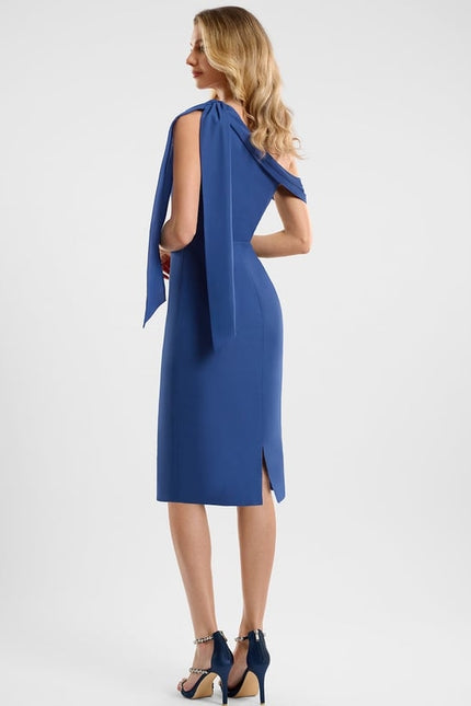 Robe Moulante Asymétrique Bleue - gallery 4