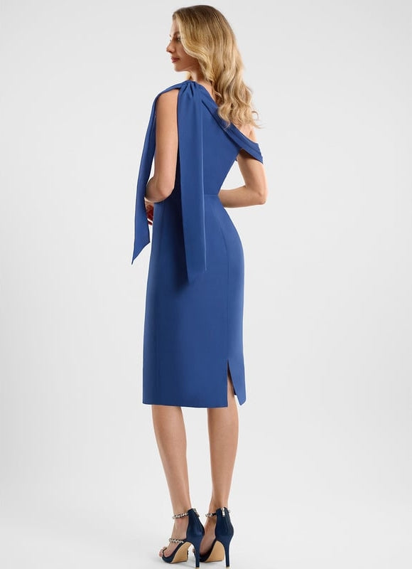 Robe Moulante Asymétrique Bleue - gallery 4