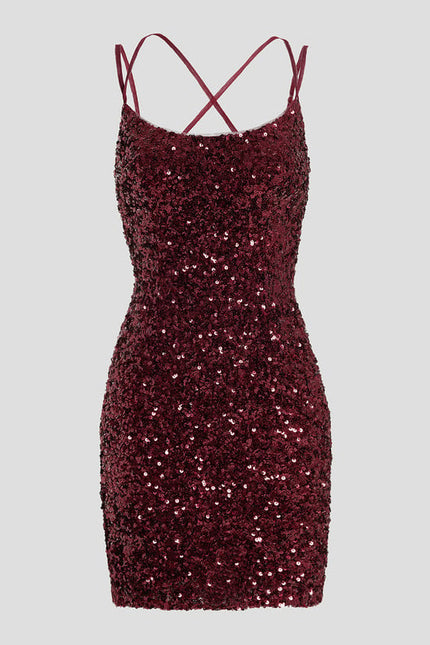 Robe Moulante Pailletée Bordeaux