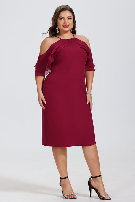Robe Moulante Bordeaux À Épaules Dénudées - gallery 7