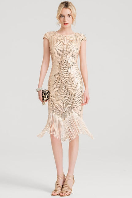 Robe Moulante Paillette Doré
