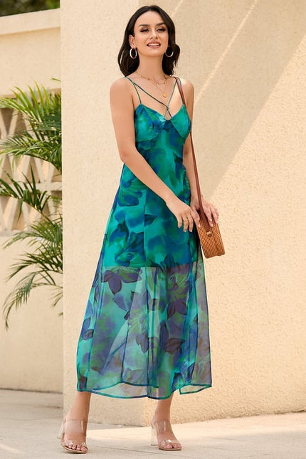 Robe Moulante Maxi Transparente Aquatique - gallery 3