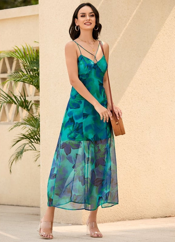 Robe Moulante Maxi Transparente Aquatique - gallery 3