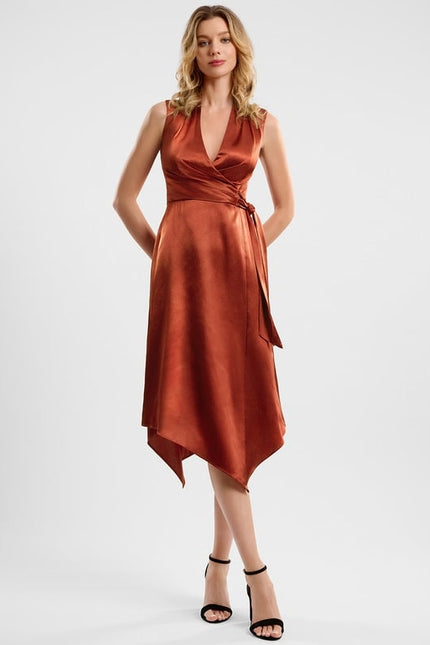 Robe Moulante Satin Rouille - gallery 2