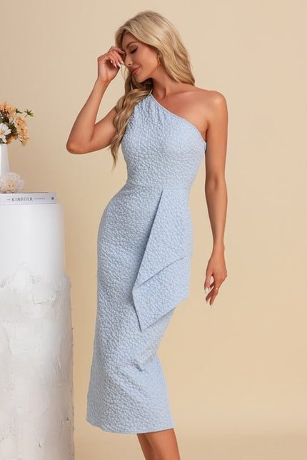 Robe Moulante Asymétrique Texturée - gallery 3