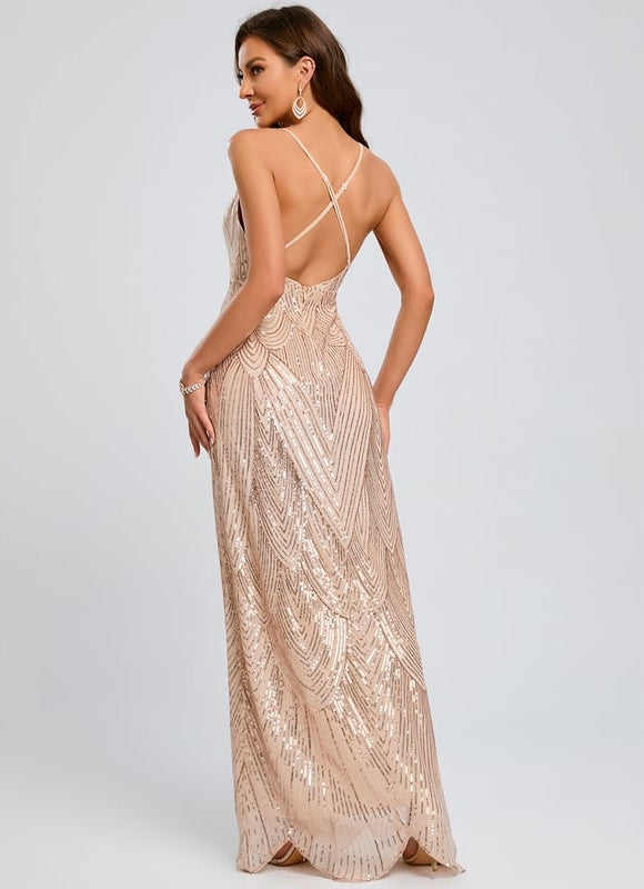 Robe Moulante Dorée Scintillante - gallery 1