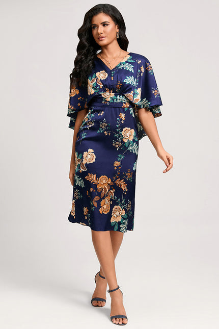 Robe Moulante Satinée Fleurie - gallery 1