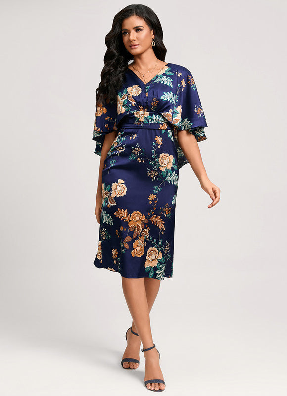 Robe Moulante Satinée Fleurie - gallery 1