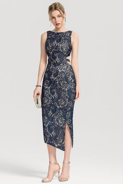 Robe Moulante Dentelle Marine - gallery 1