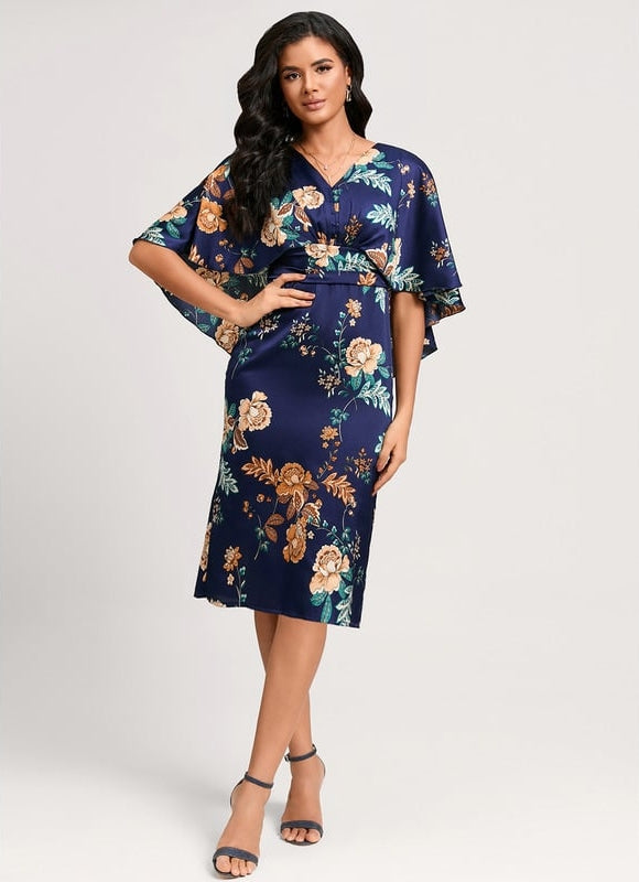 Robe Moulante Satinée Fleurie - gallery 2