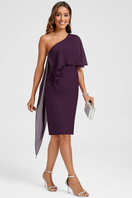 Robe Moulante Asymétrique Plumée - gallery 4