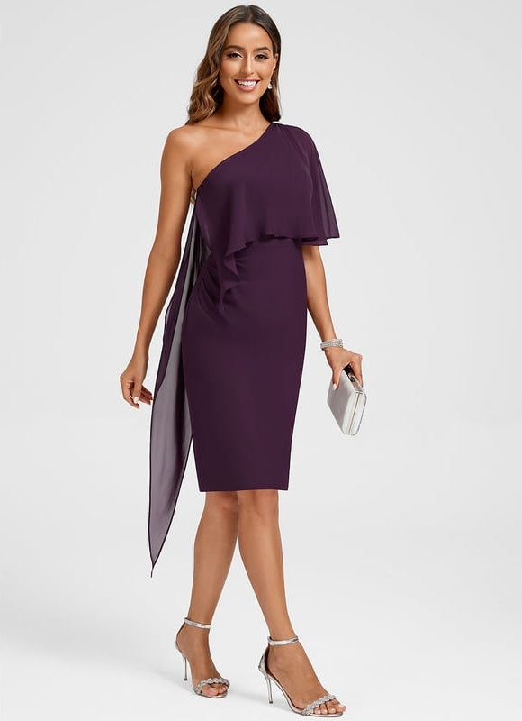 Robe Moulante Asymétrique Plumée - gallery 4