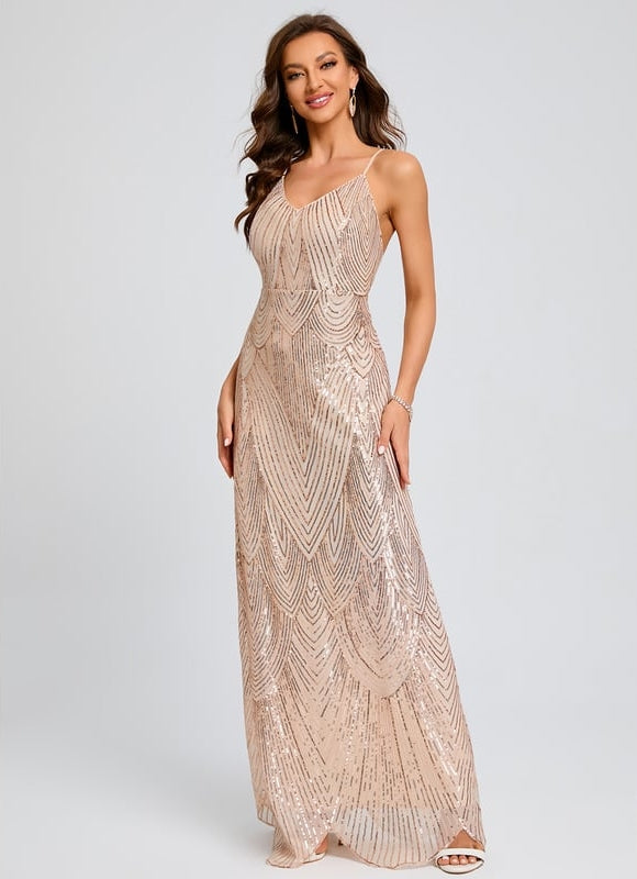 Robe Moulante Dorée Scintillante - gallery 3