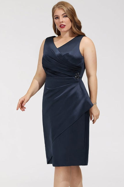 Robe Moulante Satinée Marine Élégante - gallery 6