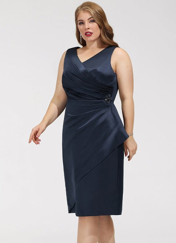 Robe Moulante Satinée Marine Élégante - gallery 6