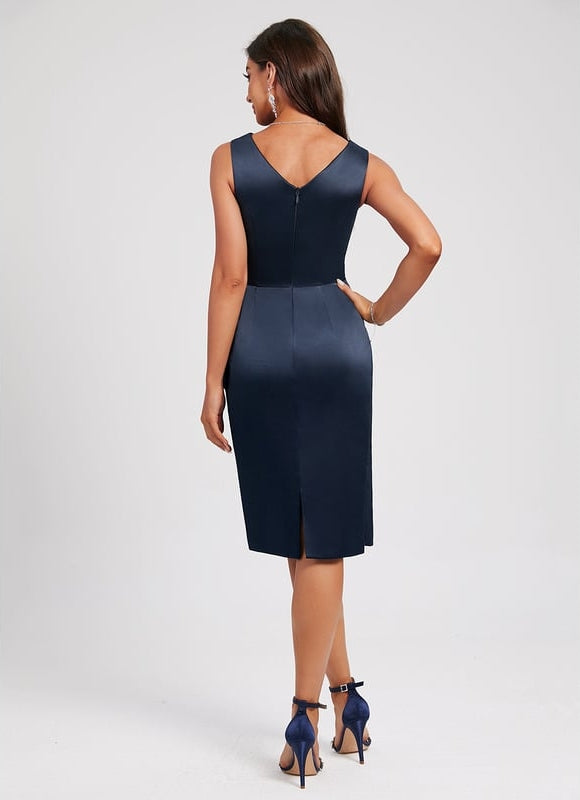Robe Moulante Satinée Marine Élégante - gallery 4