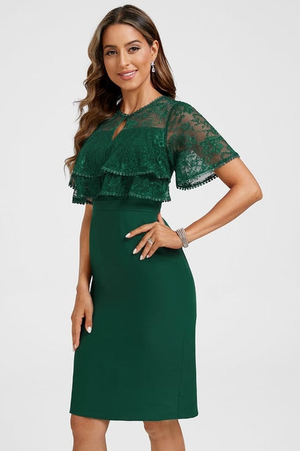 Robe Moulante Vert Émeraude Dentelle - gallery 2