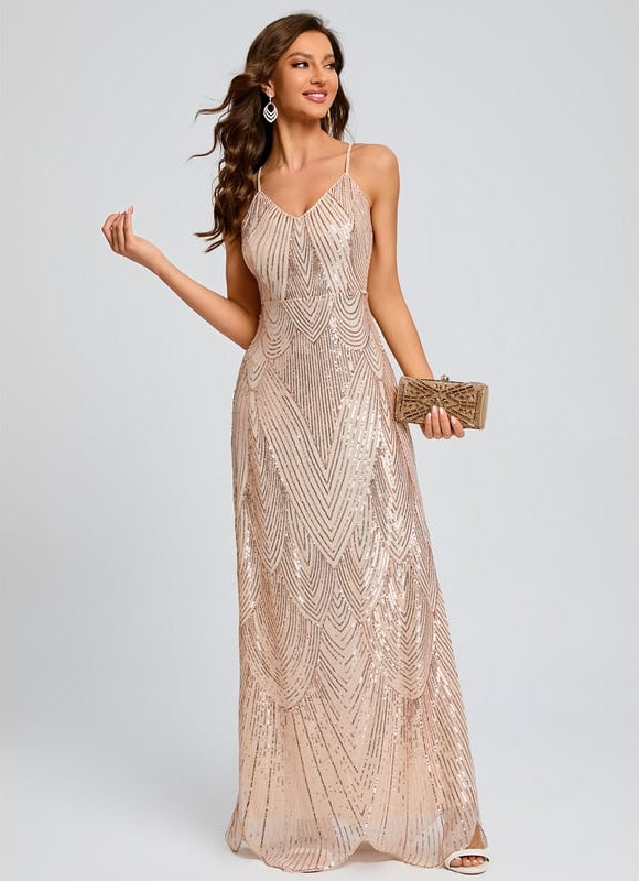 Robe Moulante Dorée Scintillante