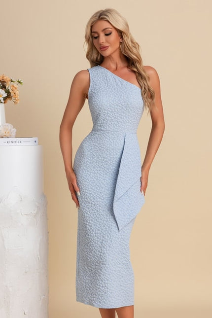Robe Moulante Asymétrique Texturée - gallery 4