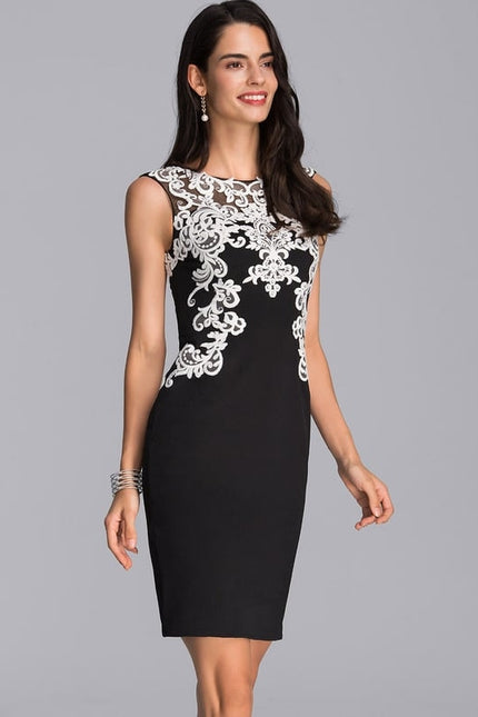 Robe Moulante Noire Brodée - gallery 2