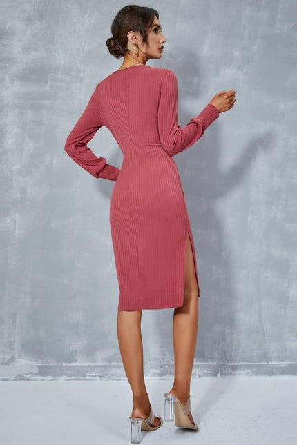 Robe Moulante Côtelée Ajustée - gallery 3