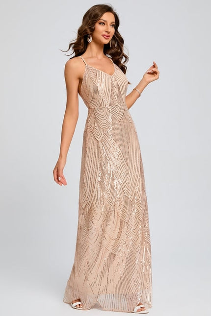 Robe Moulante Dorée Scintillante - gallery 2